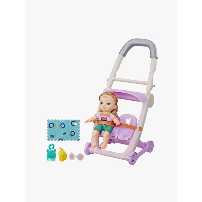 Baby Alive Littles Push n Kick Stroller Little Ana and Lucy - Lucy - Brown