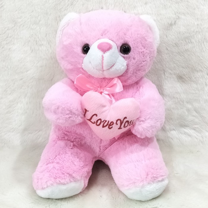 Boneka Beruang Lucu Teddy Bear I Love You Warna Pink - S