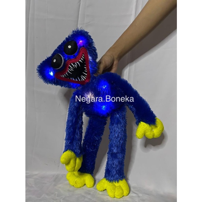 Boneka Huggy Wuggy Game Poppy Play Time & Tiktok Doll Soft ukuran 40cm - HuggyWuggy Biru, NonLED
