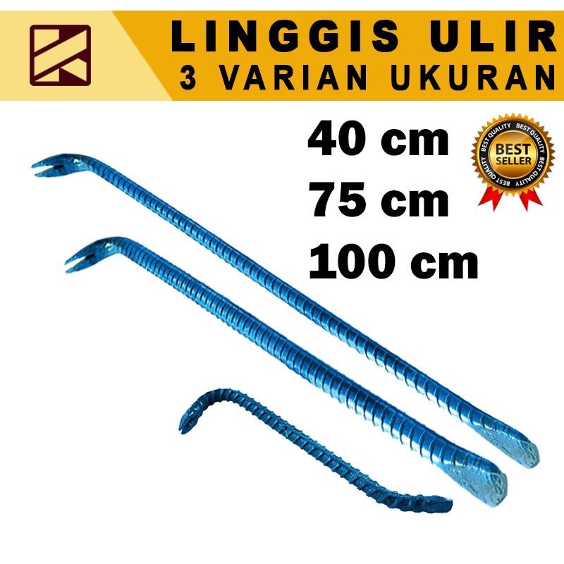 

*reinder* Linggis Besar Baja Besi Ulir - Alat Pencabut Paku Kaki Kambing Ujung Runcing Panjang 40 cm 75 centimeter dan 1 Meter