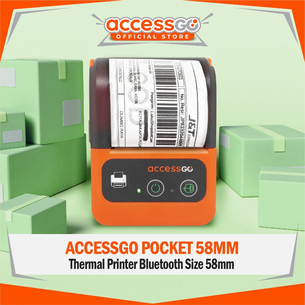 Accessgo Pocket 58mm Mini Printer Thermal Bluetooth Garansi Resmi 1 Tahun