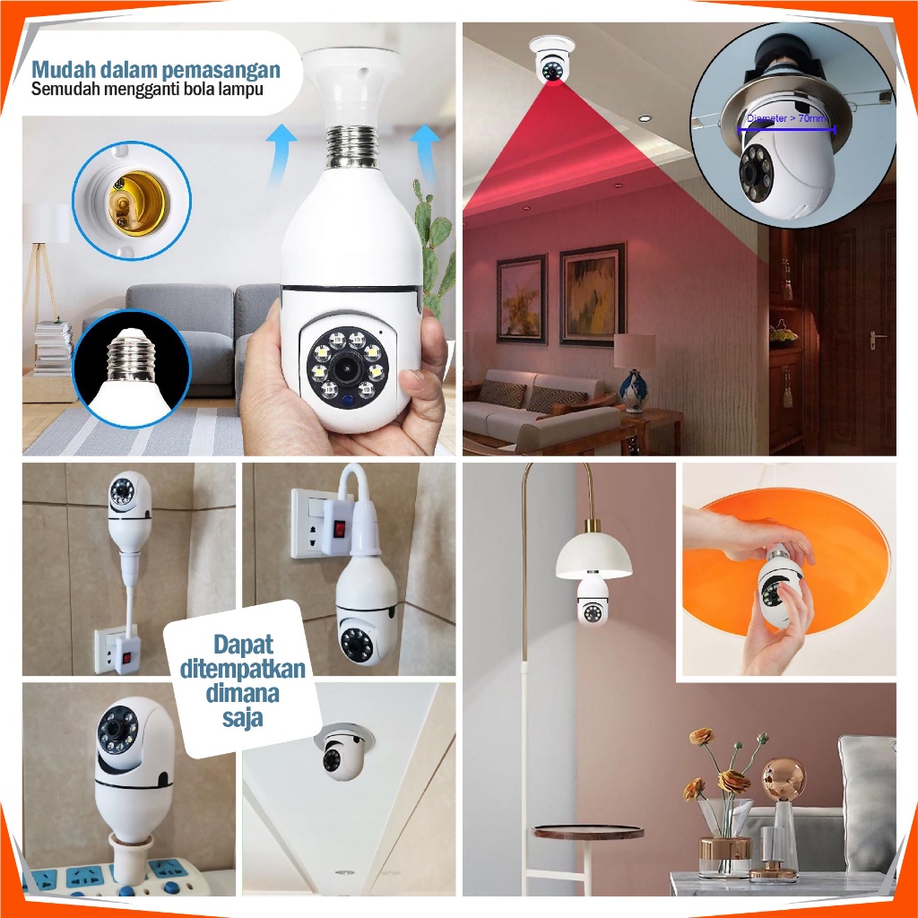 IP CAMERA Dome Model Lampu 360 CCTV - Dengan LED