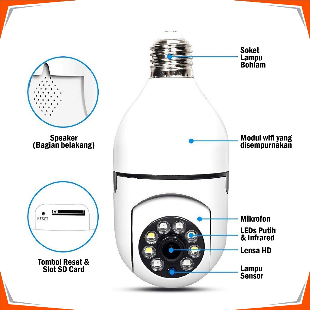 IP CAMERA Dome Model Lampu 360 CCTV - Dengan LED