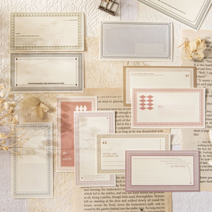 

30 Lembar Kertas Vintage Memo Scrapbook Journaling Card Aesthetic