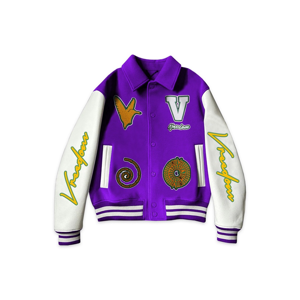 VREEDOM Topaz Varsity Jacket Purple Oversize