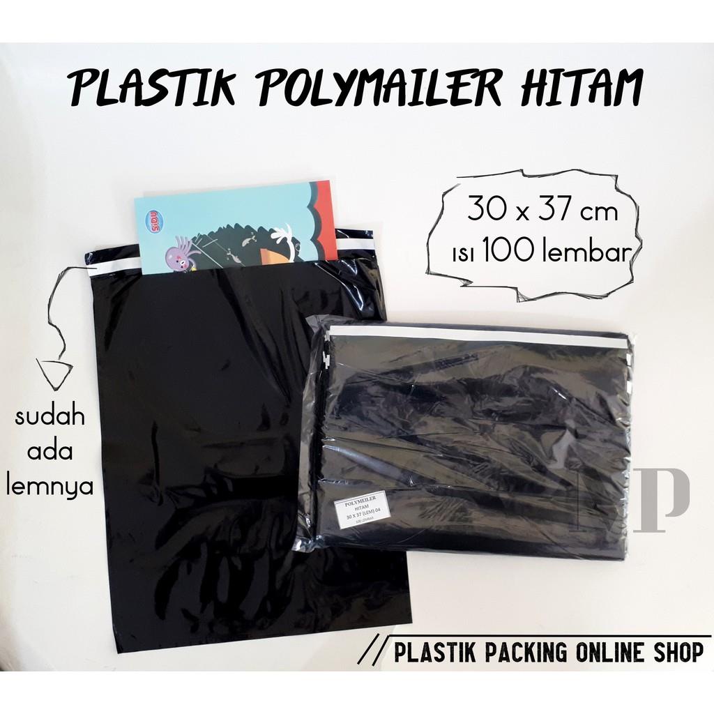 

Plastik Polymailer Hitam 30 x 37 cm isi 100 pcs Packing Online Shop Kantong Lem Seal Amplop Glossy