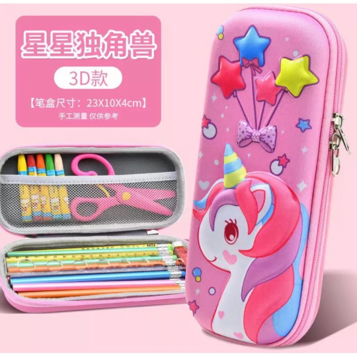 

Tempat Pensil Unicorn Kotak Pencil Case Cewek Alat Tulis Timbul Pink
