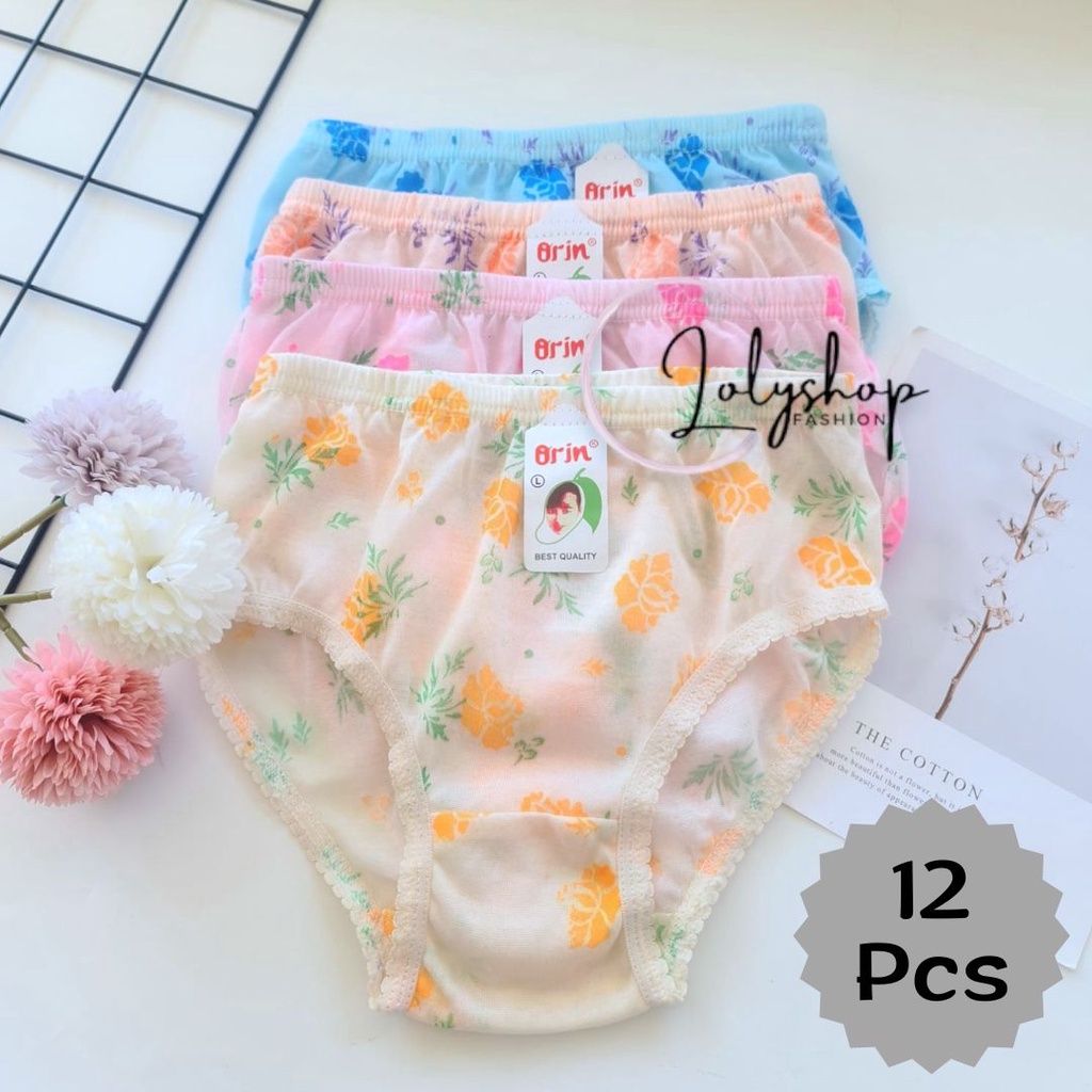 12 PCS CELANA DALAM WANITA MOTIF ORIN GROSIR CELANA DALAM BUNGA