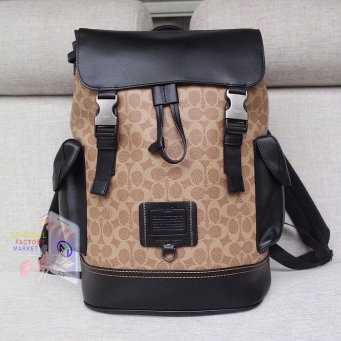 TAS COACH 40344 Rivington Backpack In Signature Canvas Khaki ORIGINAL Bs