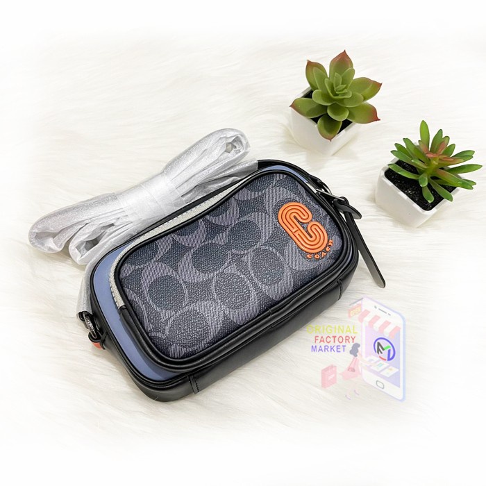 TAS COACH 3205 MINI EDGE DOUBLE POUCH CROSSBODY SIGNATURE CANVAS DENIM Bs