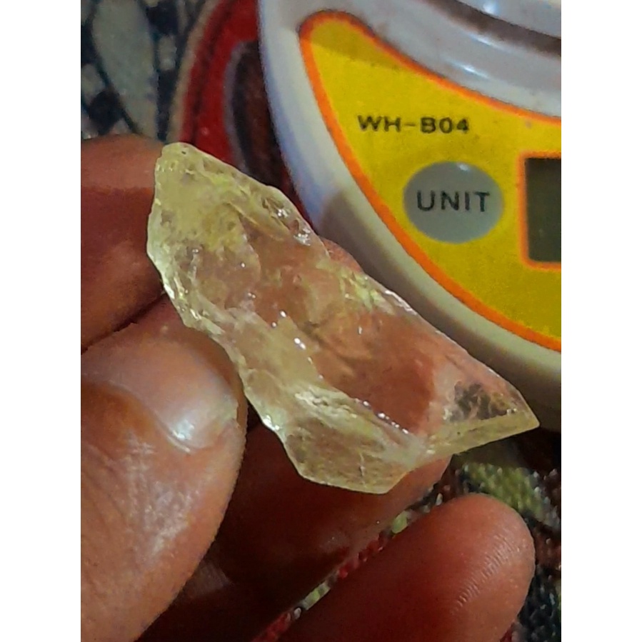 Bahan batu fosil mani gajah kuning super kristal ukuran medium kode 04