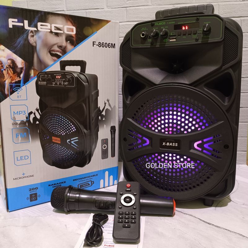SPEAKER BLUETOOTH KARAOKE FLECO F-8955C/D MIC WIRELES FL-955C/D F-8606led/ F-8608led/F-8801/F8802