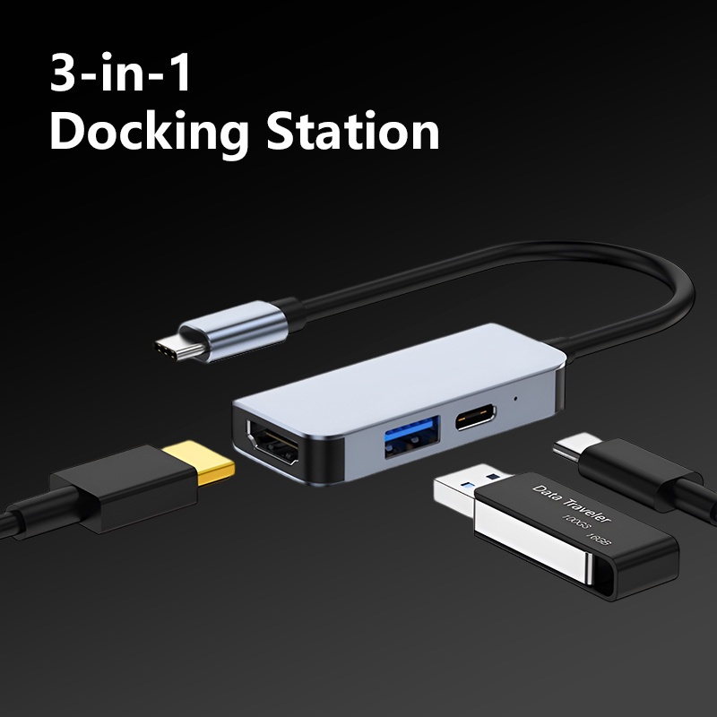 AITO 3 In 1 Hub USB C To HDMI Docking Station 4K Ultra HD 1080P USB 3.0 Adapter PD 87W Fast Charging High Speed ??USB 3.0 Converter for Laptop Macbook Mobil Phone Android