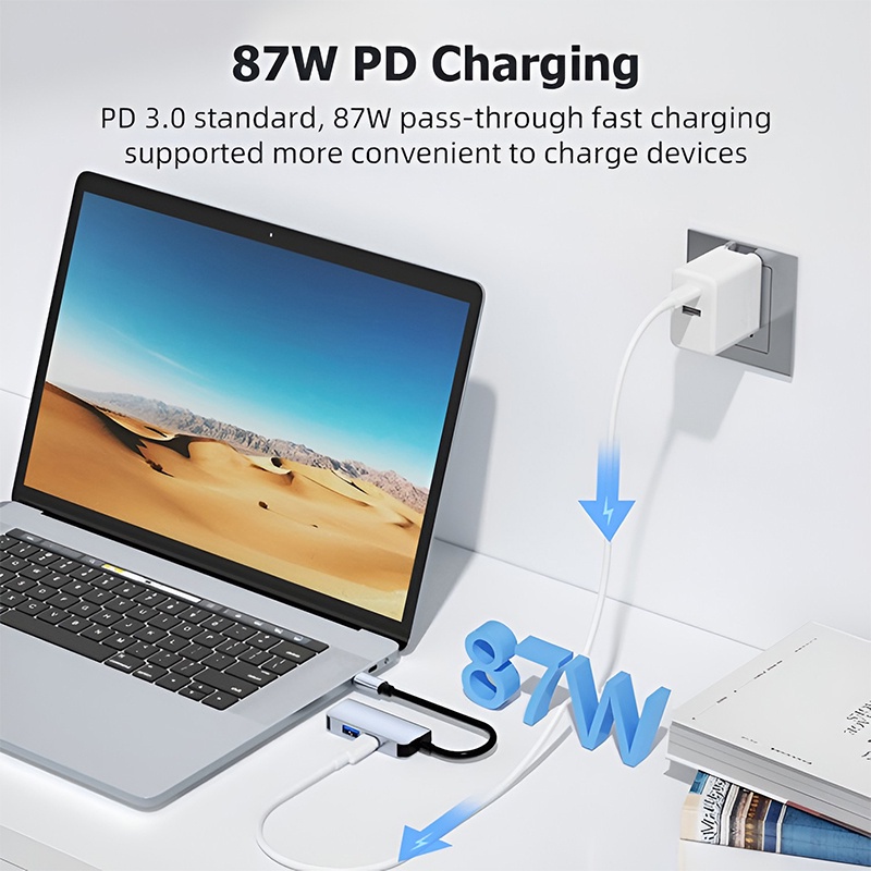 AITO 3 In 1 Hub USB C To HDMI Docking Station 4K Ultra HD 1080P USB 3.0 Adapter PD 87W Fast Charging High Speed ??USB 3.0 Converter for Laptop Macbook Mobil Phone Android