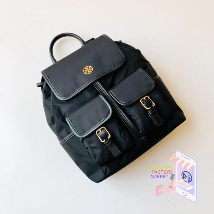 TAS TORY BURCH 74649 Piper Flap Backpack Black ORIGINAL 1859 TB  Bs