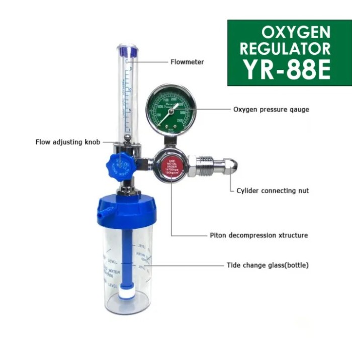 Tabung Regulator Oksigen Medis Oxygen Regulator NEW TYPE M YR-88E ORI