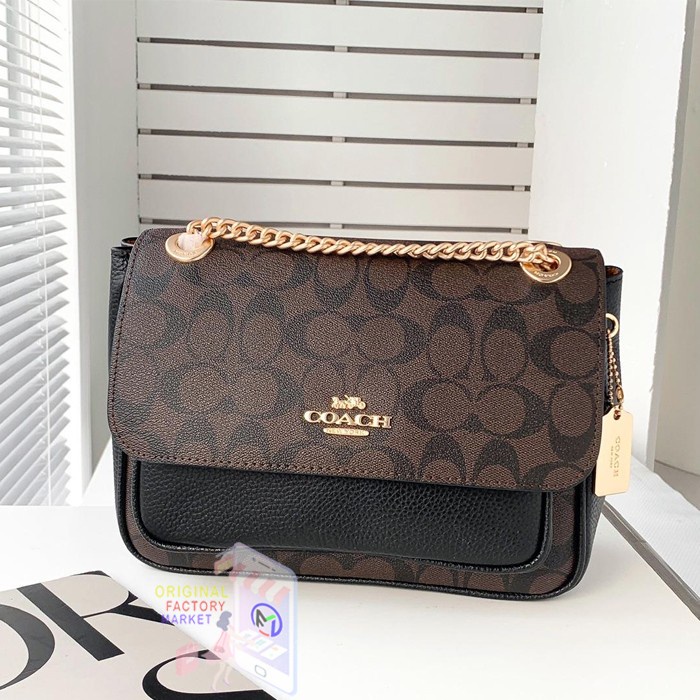 TAS C0ACH CC878 Klare Crossbody Bag 25 In Signature Canvas Brown Black  Bs