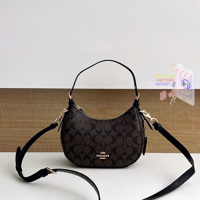 TAS C7257 Kleo Hobo In Signature Canvas Brown Black Mahogany  Bs