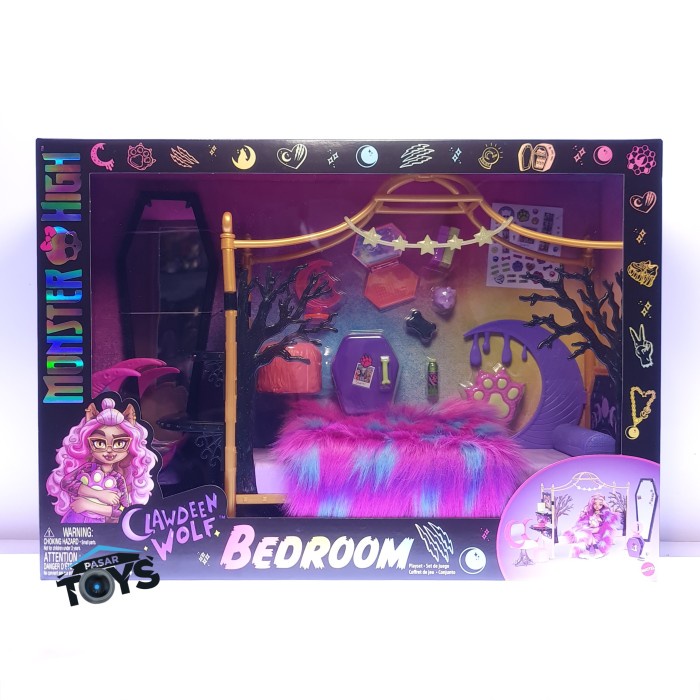 Set Kamar Tidur Boneka Fashion dengan Tempat Tidur dan Aksesoris