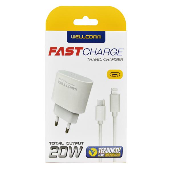 WELLCOMM TRAVEL CHARGER 20W TYPE C TO IPHONE