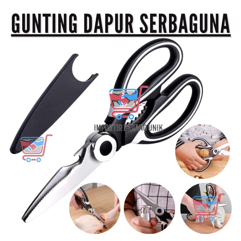 IMB -J207- Gunting Daging Serbaguna Stainless Steel - Gunting Tajam Gunting Dapur - Gunting Dapur Se