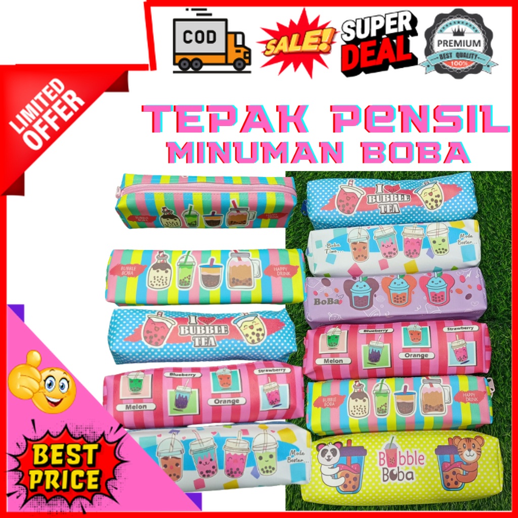 

Perlengkapan Sekolah Kotak Pensil Karakter Minuman Boba Serbaguna / Tempat Stationery Box / Tempat Pensil Viral Lucu dan Anti Air