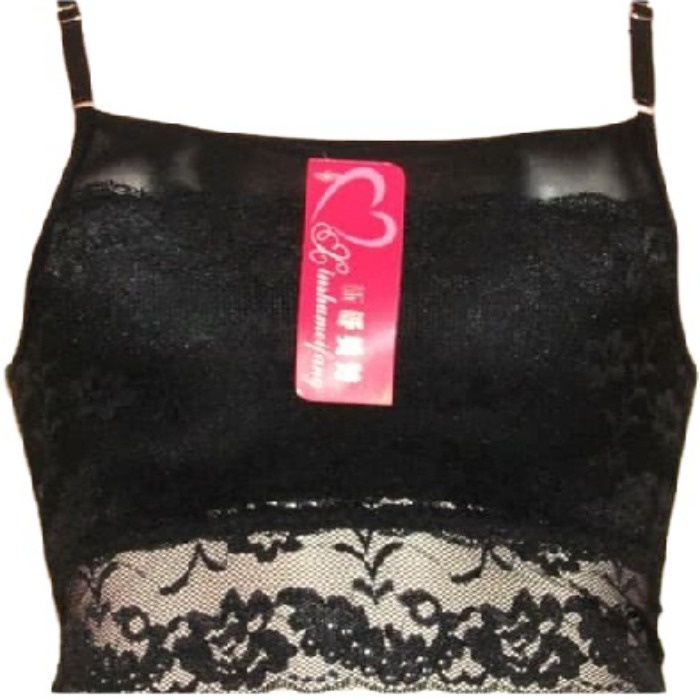 BRA (BH) BUSA HITAM WANITA RENDA BRUKAT TRANSPARAN TANPA KAWAT