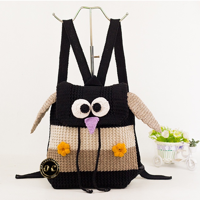 Tas anak perempuan tk sd lucu rajut karakter owel lucu bahan tebal banyak pilihan warna