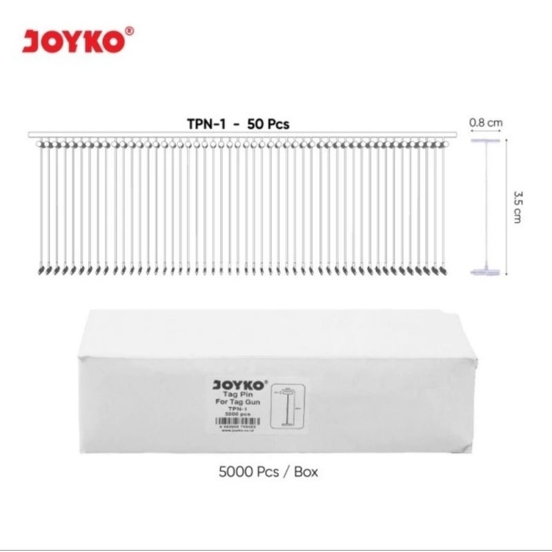 

Joyko TPN-1 Tag Pin 1 Box isi 5000pc Refill Tag Gun Label Harga / Merk