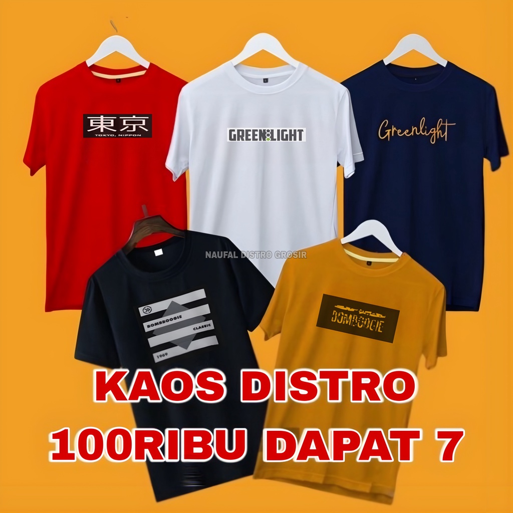 KAOS PRIA DISTRO 100RB DAPAT 7 PCS