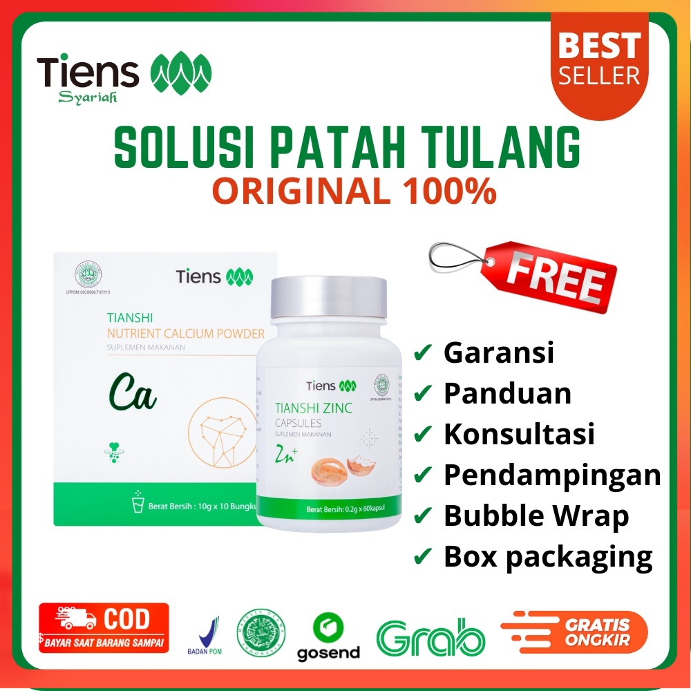 PAKET PRODUK SUSU KALSIUM + ZINC TIENS UNTUK OBAT PATAH TULANG TANGAN JARI LENGAN PINGGANG PUNGGUNG 