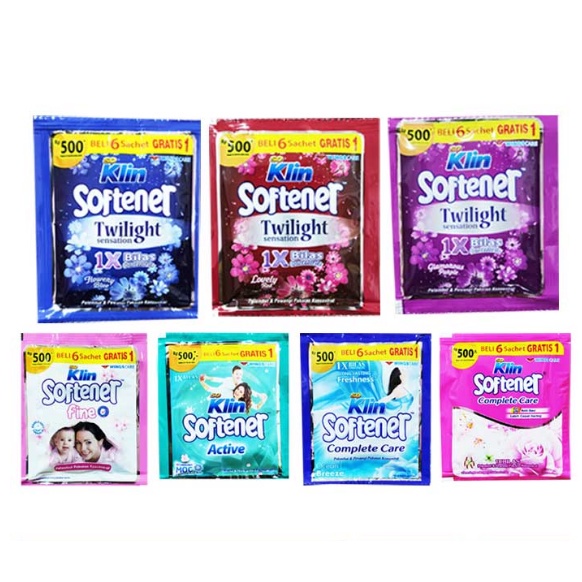 SOKLIN SOFTENER 14 ml SACHET FINE TWILIGHT COMPLETE CARE BLUE RED VIOLET GREEN PINK ACTIVE ECERAN PE