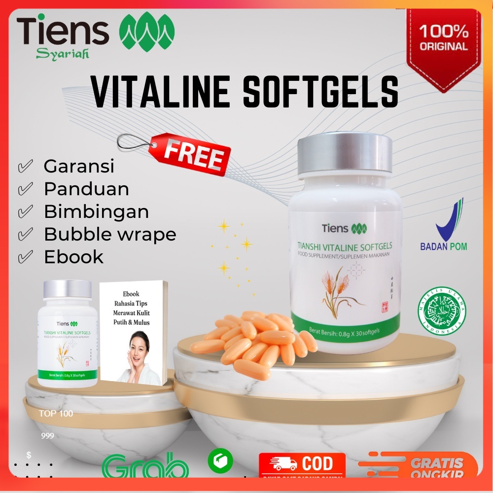 Paket Vitaline Tiens 1 Botol Vitaline Isi 30 Softgels Original 100% Tianshi Pemutih Tubuh Badan
