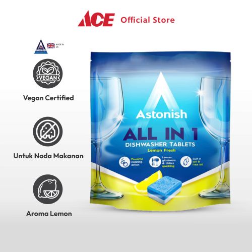Ace Astonish Set 42 Pcs All In 1 Tablet Dishwasher - Lemon Dishwasher Tablet Cleaner Penghilang Noda
