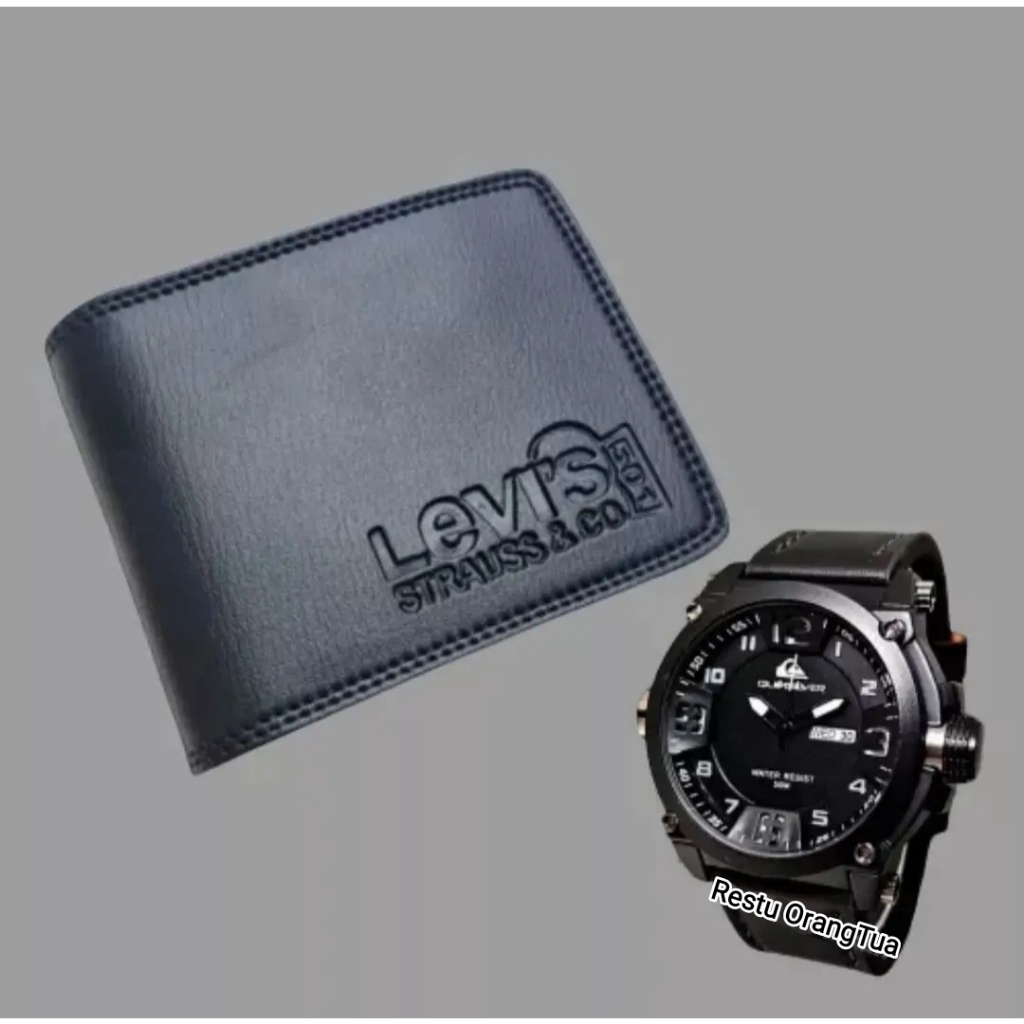 Ready..!!! Jam Tangan Pria Quikslvr Free Dompet Kulit Mewah + Bonus Batrai Cadangan Jam Tangan Kasual Mewah Elegan Jam Tangan Murah Gratis Ongkir