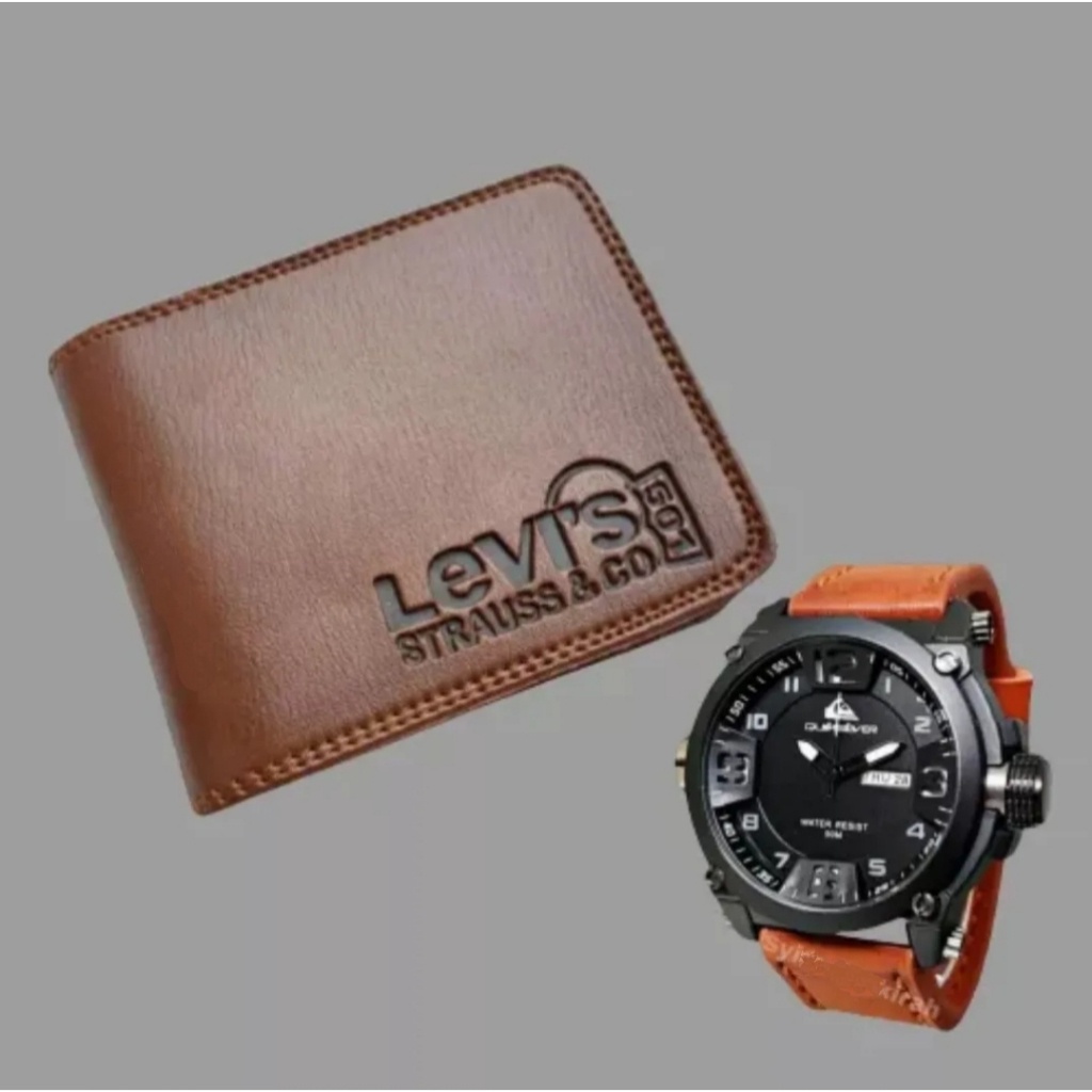 Ready..!!! Jam Tangan Pria Quikslvr Free Dompet Kulit Mewah + Bonus Batrai Cadangan Jam Tangan Kasual Mewah Elegan Jam Tangan Murah Gratis Ongkir