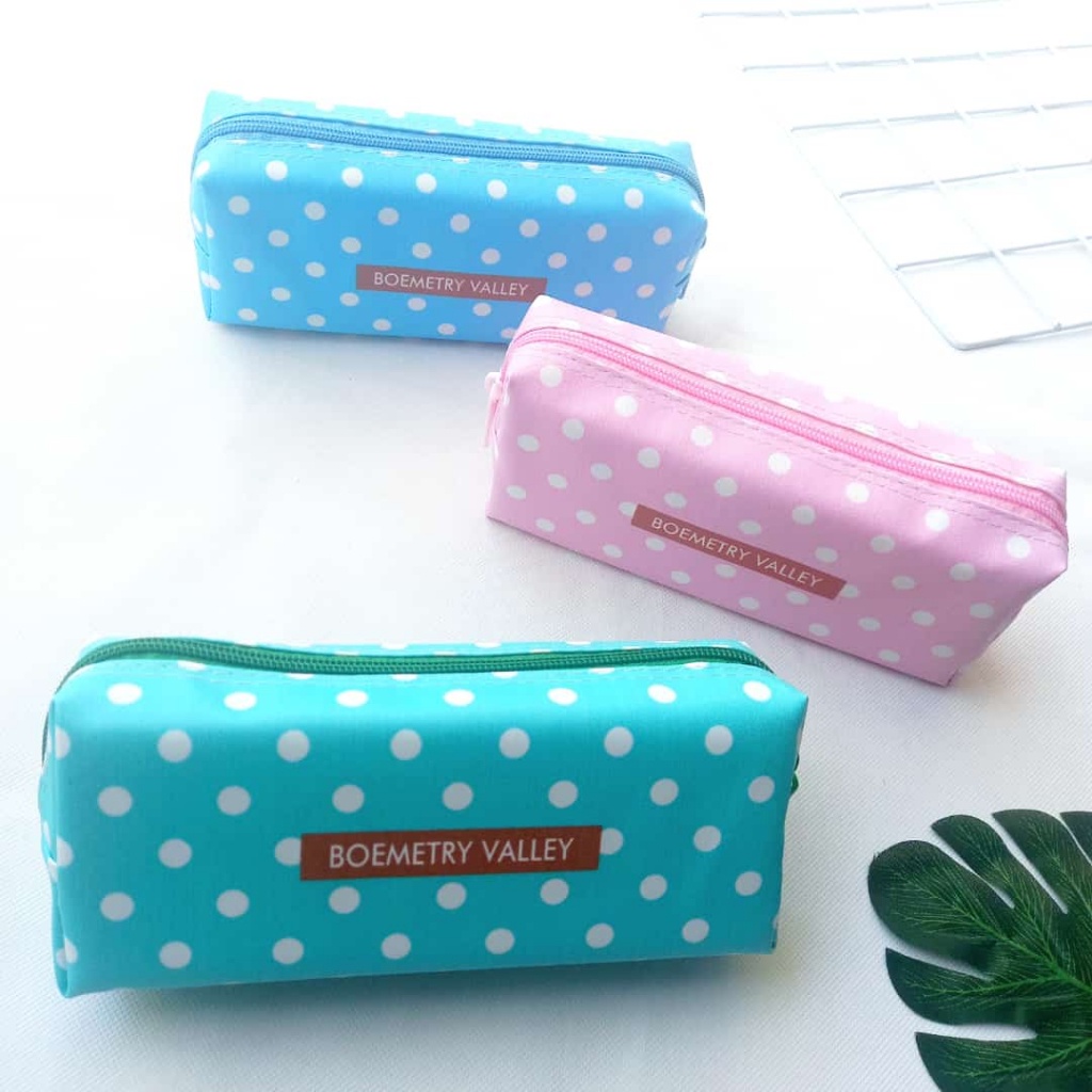 

Pouch Kotak Pensil Pouch Tempat Pensil Zipper Bag Fancy Polkadot