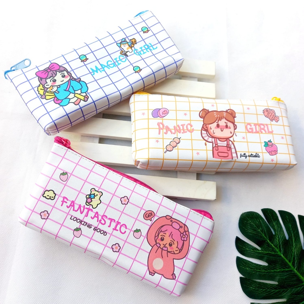 

Untuk anak Kotak Pensil Medium Pouch Tempat Pensil Zipper Gambar Kotak Girl