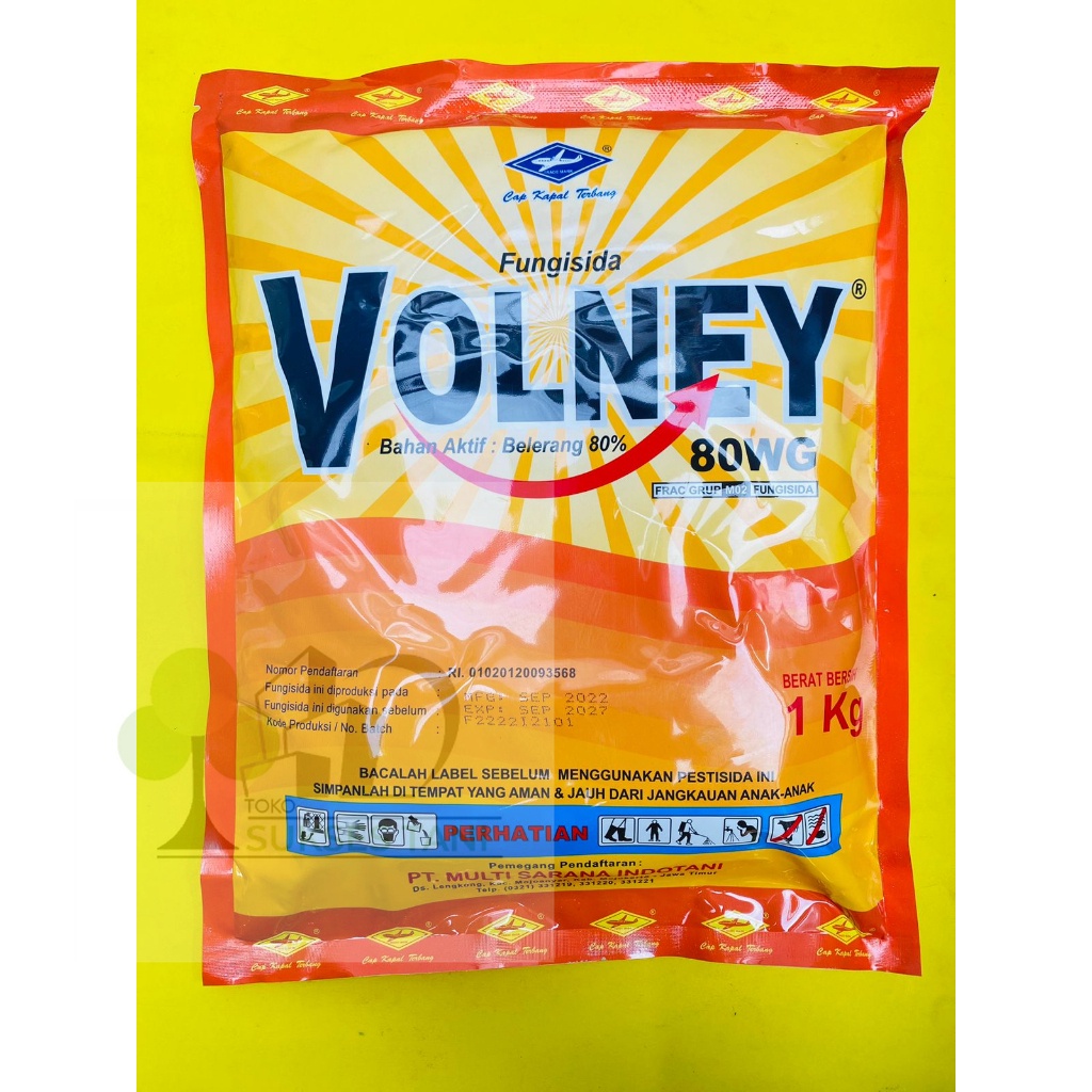 Fungisida dan akarisida Volney 80WG bahan aktif belerang 80%. kemasan 1kg dari Cap Kapal Terbang
