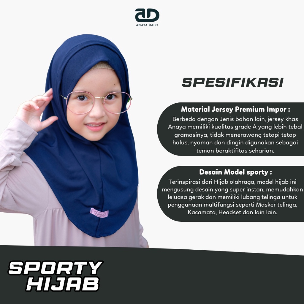 ANAYA - HIJAB SPORTY olahraga lubang masker ANAK MOM