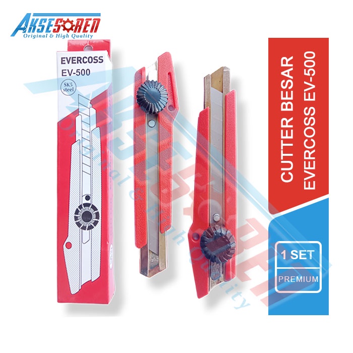 

Aksesoren Cutter Besar [Evercoss EV-500] / Kater Super Tajam / Cuter / Silet / Alat Pemotong Kertas / Kain Kardus