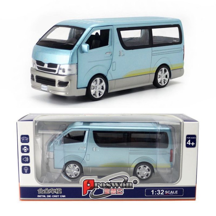 Skala 1:32 Toyota Hiace Miniatur Diecast Mobil Die Cast Mainan Diorama - Hiace Putih