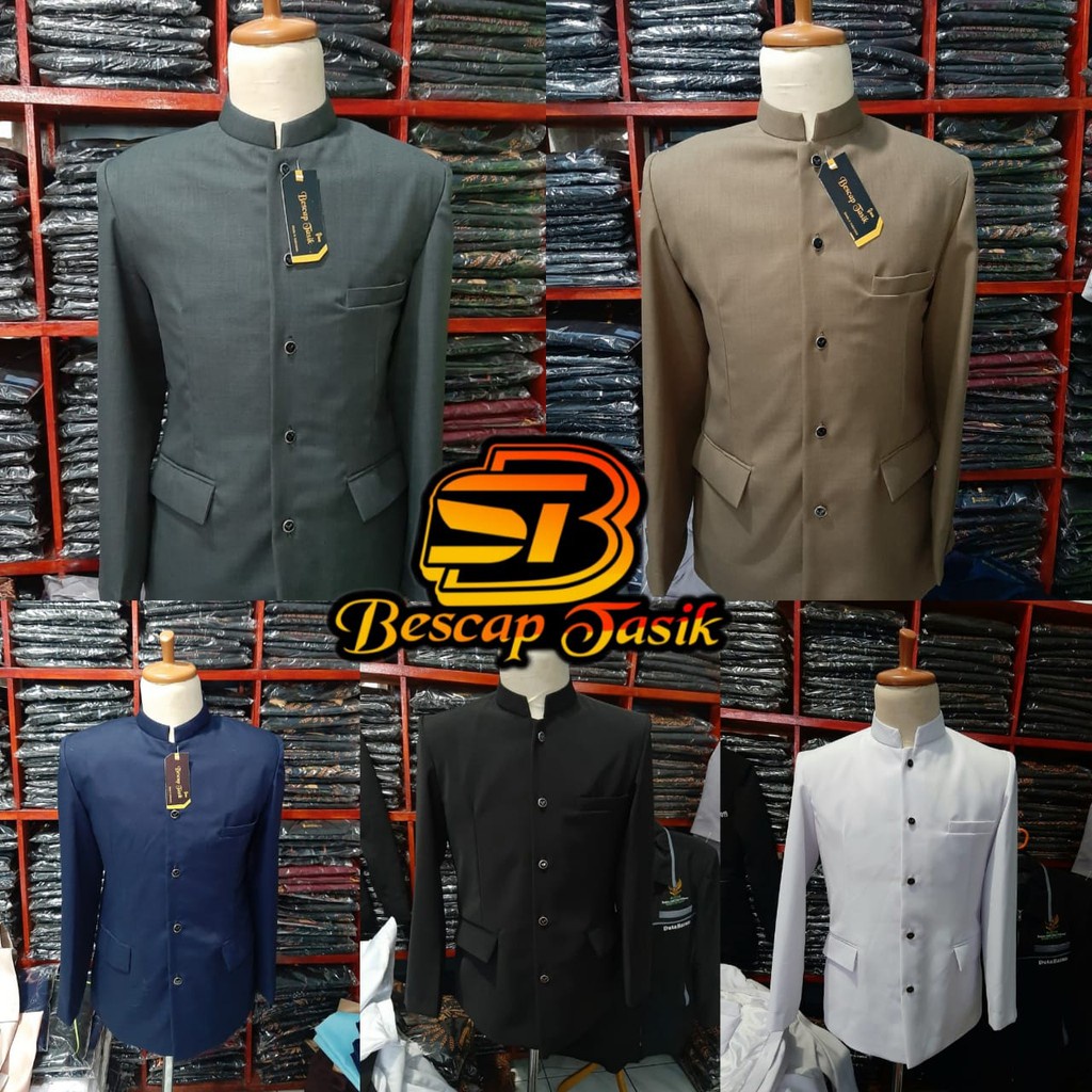 YR48IL Jasko Terbaru Jasko Polos Motif Saku tutup Beskap Bapak Baju Beskap Pengantin Jas Koko Pria