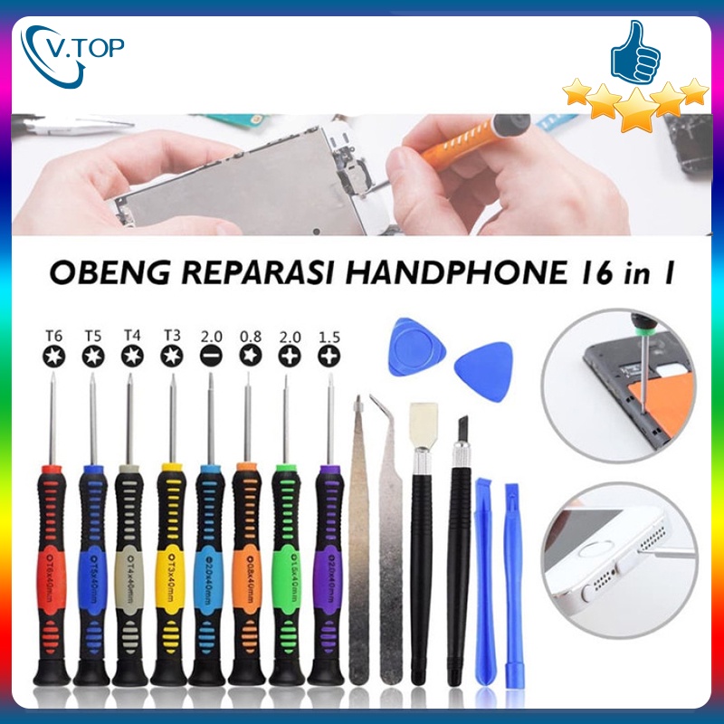 Nippy 16 in 1 Obeng Set Reparasi Smartphone Atau Handphone dan Alat Elektronik / Obeng Full Set Untu