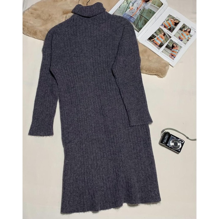 Dress Rajut Wanita Dewasa Women Knitted Dress Tebal Panjang Fashion Import