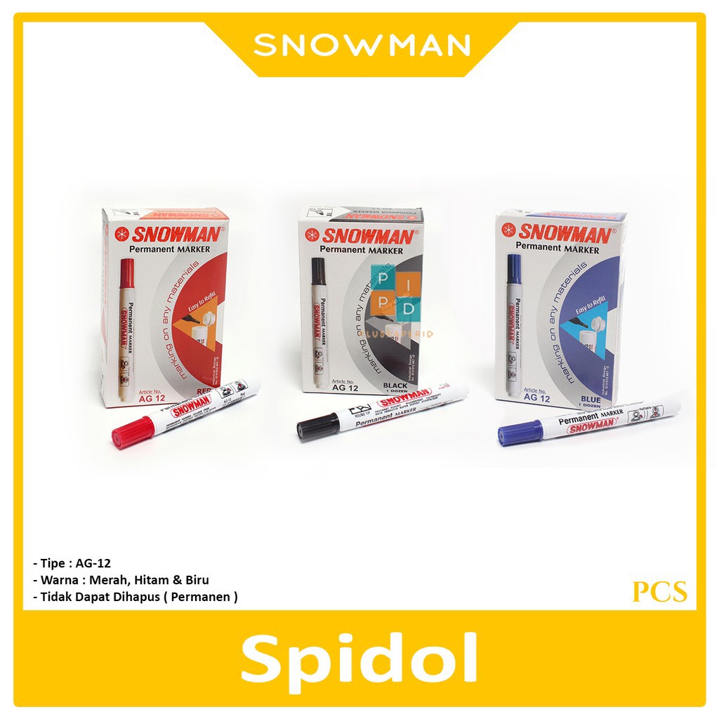 

SNOWMAN - Spidol Pemanent AG-12 Warna - Pcs