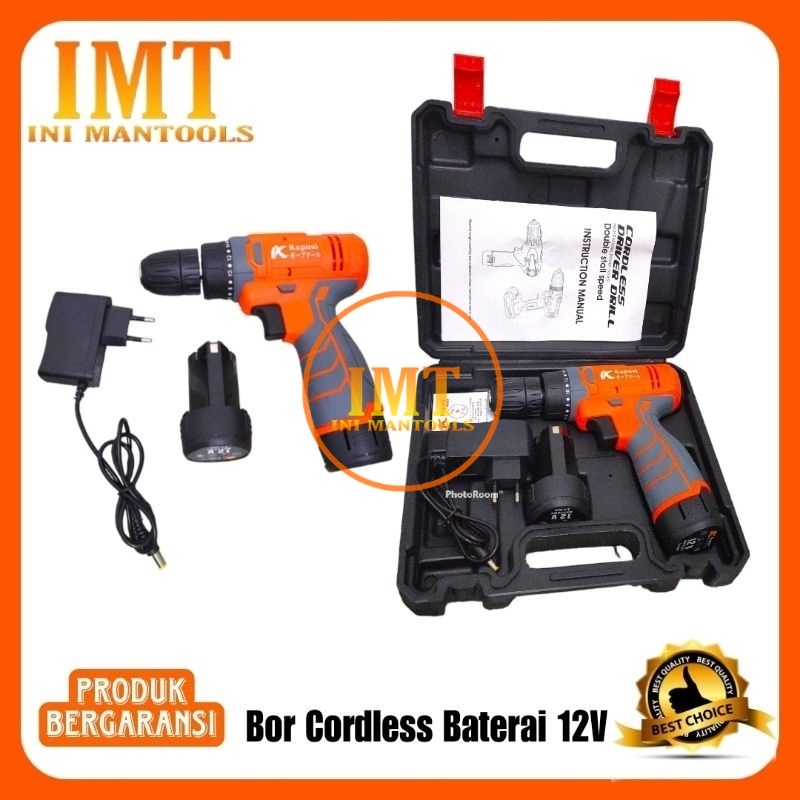 Kapusi Bor Cordless Batrai 12V 10mm Bor Tembok/Besi/Kaca/Bor Baterai Kapusi K-6880