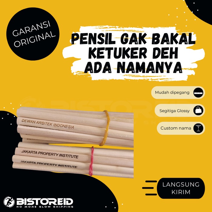 

Grafir Laser Pensil Kayu Segitiga Pernish Polos Custom Nama