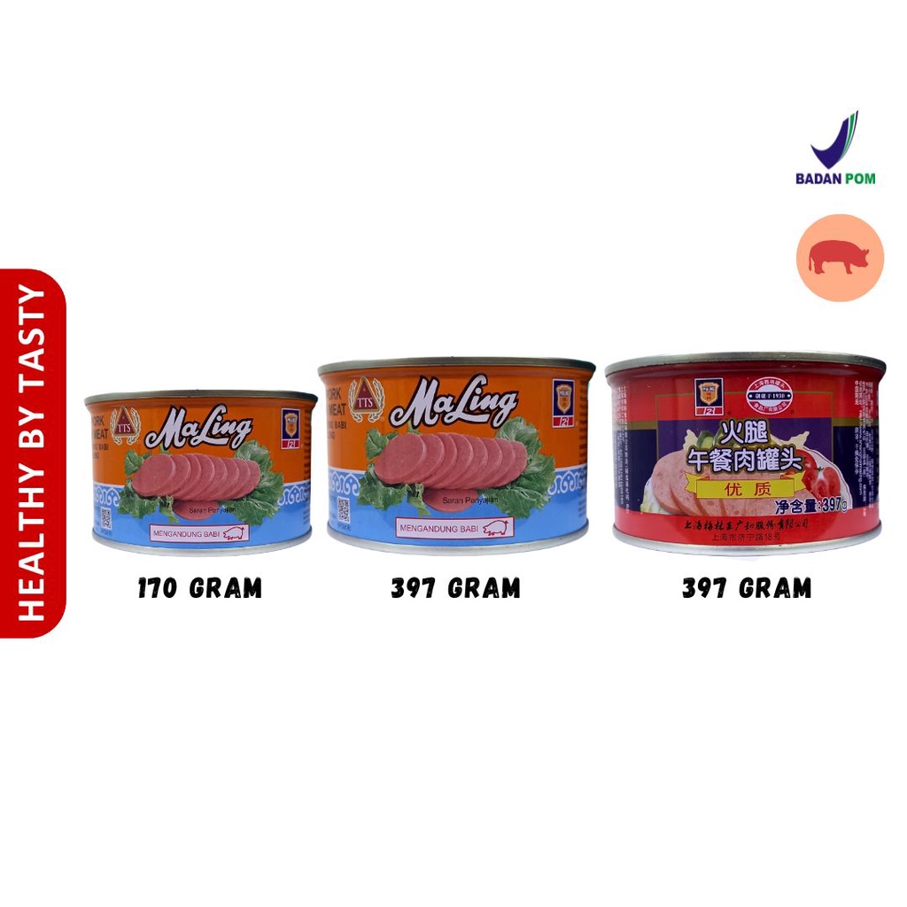 

Ma Ling Luncheon Pork 397 gr TTS Canned / Daging Ham Babi Maling NON HALAL