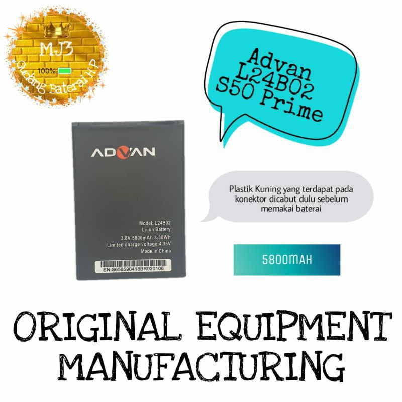 BT Baterai Battery Original Advan Model: 5063 S50 PRIME L24B02 L24U02 L24T02